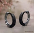 Retro Tang Grass Grain Sense Textured Black Silver Niche Men Women Hoop Earrings
